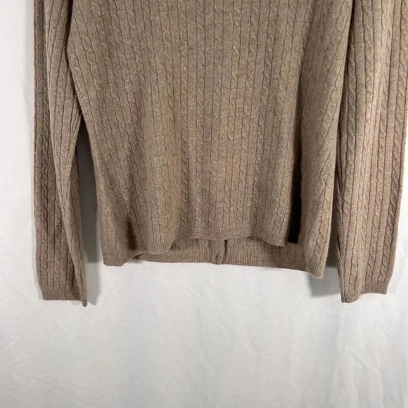 Anne Klein Cardigan Womens Medium Beige Wool Cashmere Small Cable Knit - Picture 8 of 10